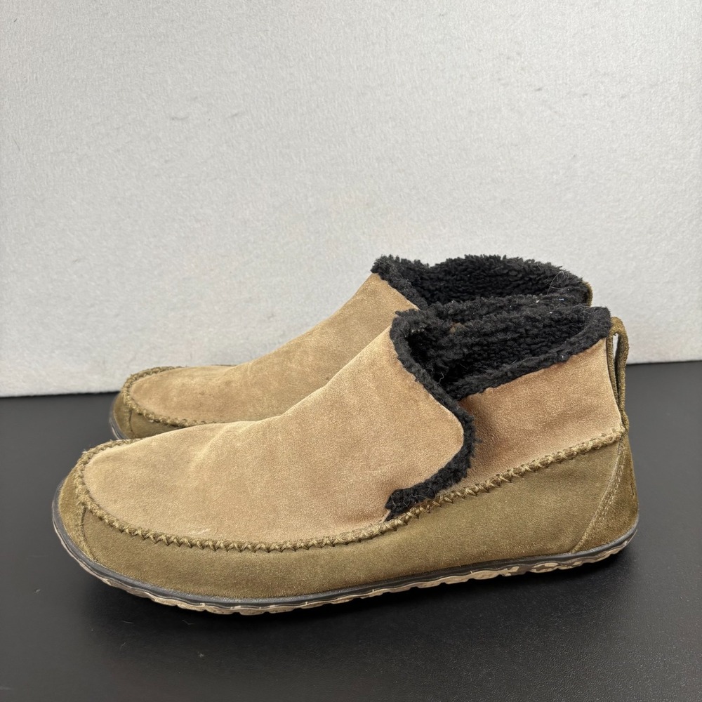LL Bean Mountain Slipper Boots Mens Size 14 M Olive Green Suede Fleece 517529